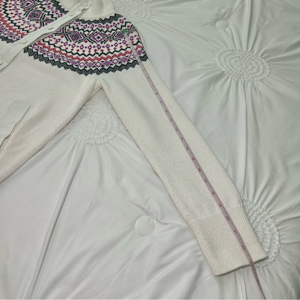 Talbots Thermolite Sweater Jacket Modern Fair Isle Snap Front Cardigan Sz Small - Picture 11 of 16